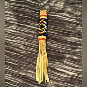 Leather beaded keychain
